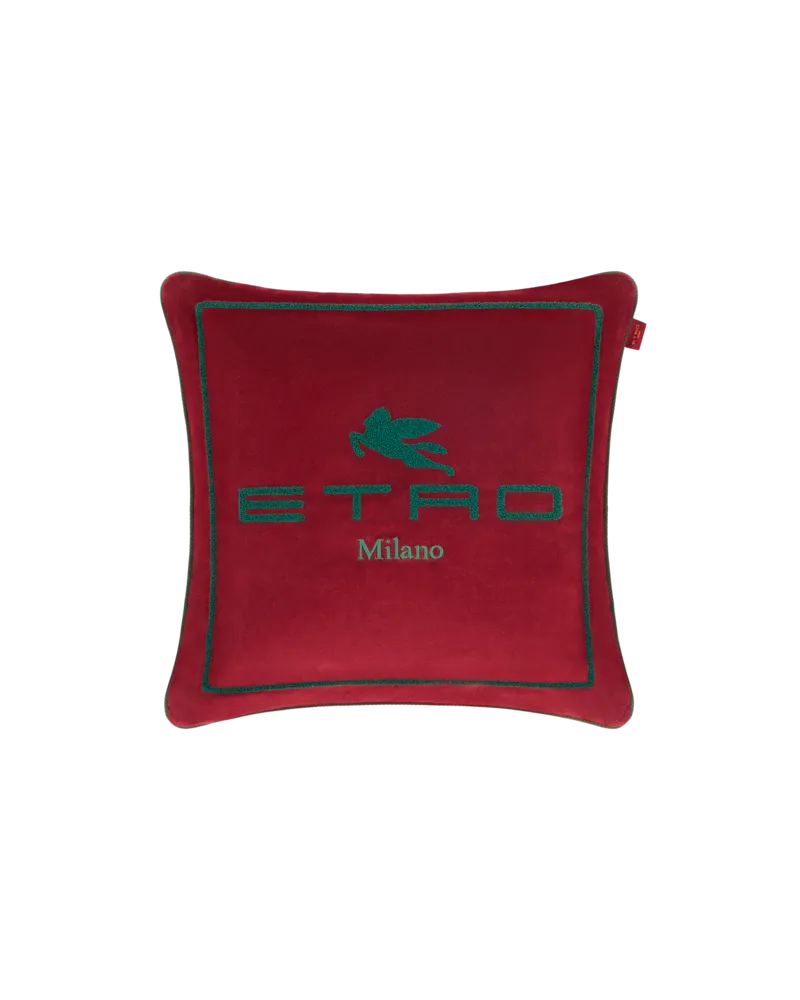 Etro Kissen Aus Baumwolle Mit Gesticktem Pegaso Und Etro-logo, Rot Rot