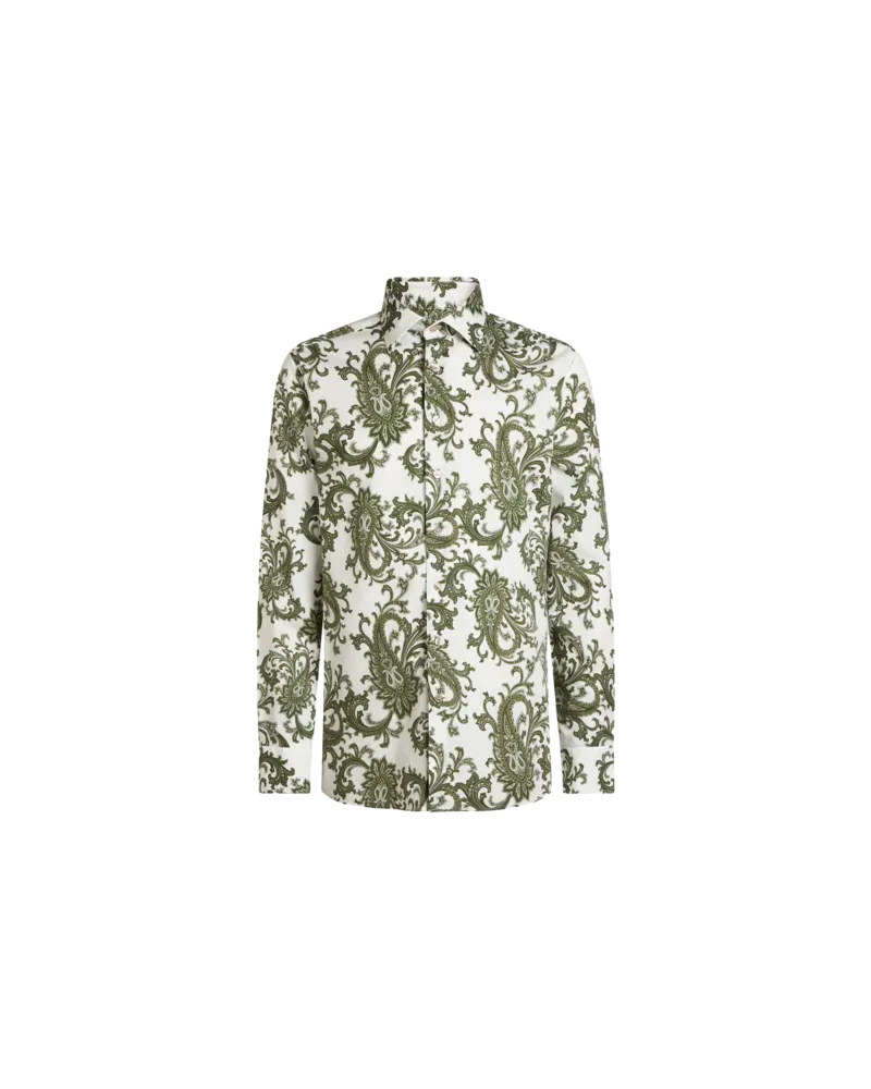 Etro Hemd Aus Baumwolle Mit Paisleymuster, Herren, Weiß, Größe Weiß