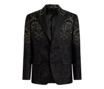 Einreihiger Blazer Mit Blumenstickerei, Herren, Schwarz, Größe