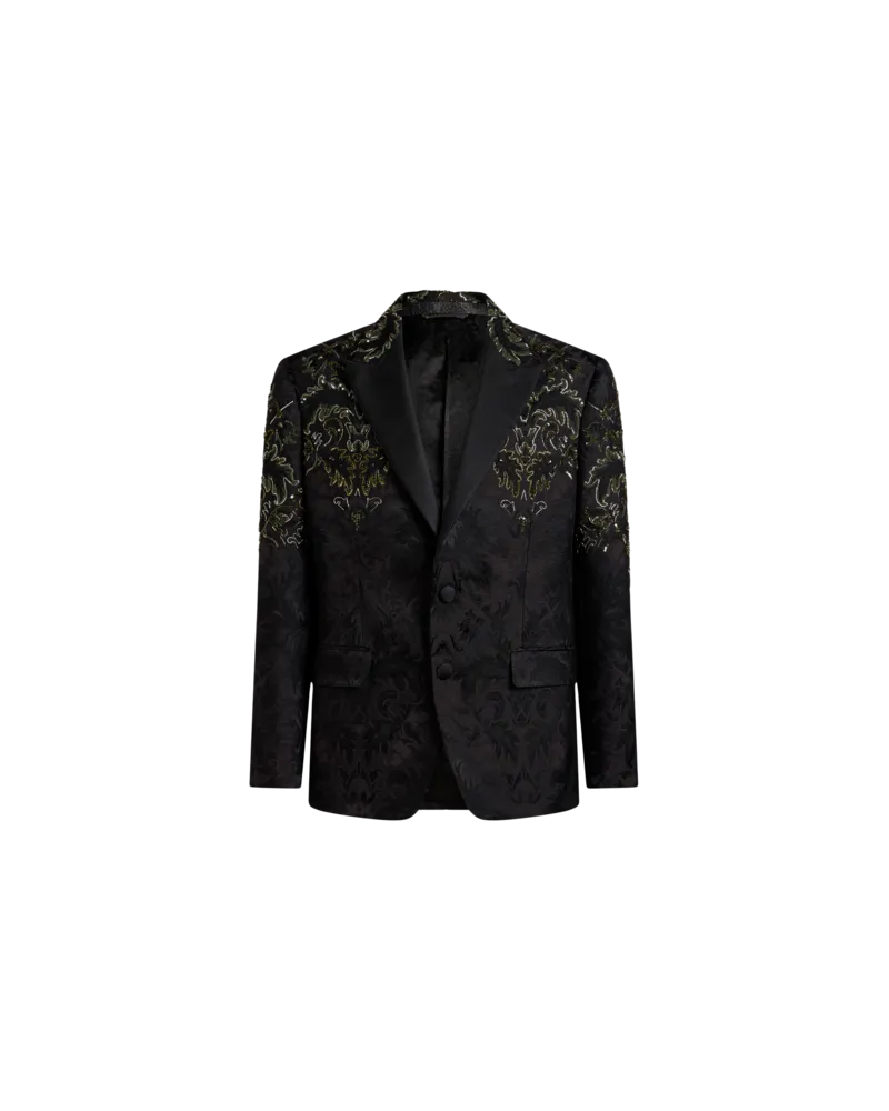 Etro Einreihiger Blazer Mit Blumenstickerei, Herren, Schwarz, Größe Schwarz