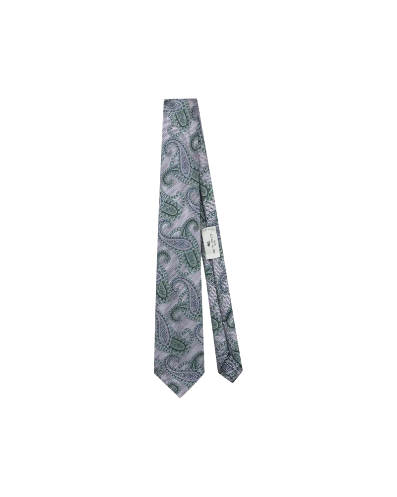 Etro Krawatte Aus Seidenjacquard Mit Paisleymuster, Herren, Grau Grau