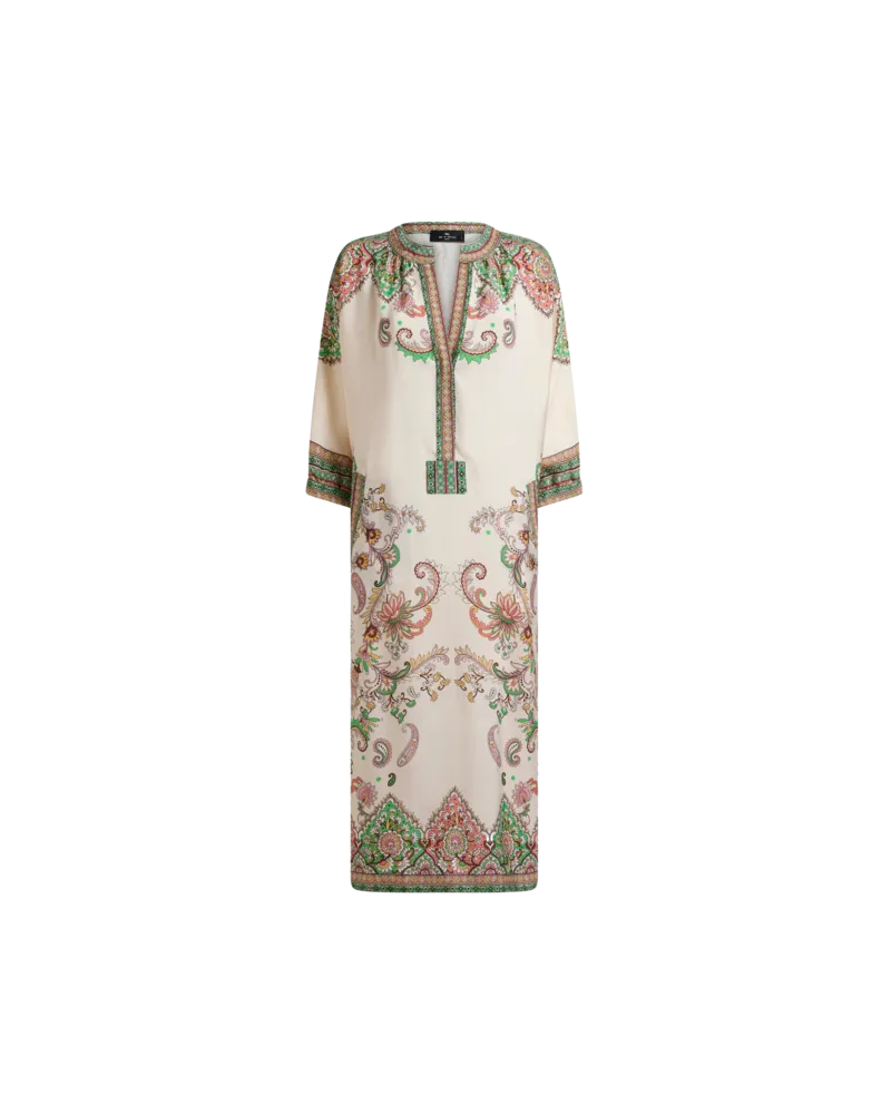 Etro Midi Dress With Print, Damen, Weiß, Größe Weiß