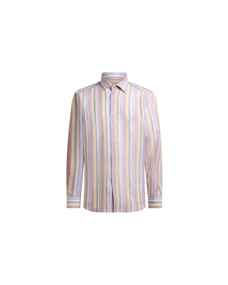 Etro Bunt Gestreiftes Leinenhemd, Herren, Multicolor, Größe Multicolor