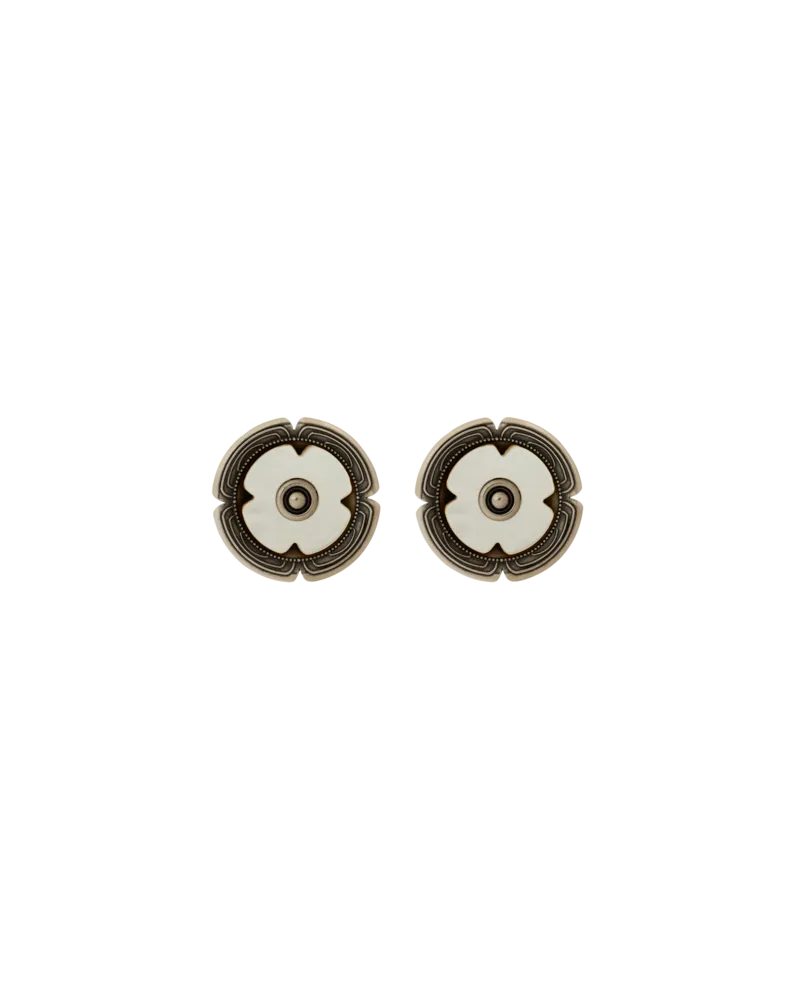 Etro Versilberte Ohrringe Mit Blume Aus Perlmutt, Damen, Silber Silber