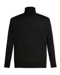 Etro Rollkragenpullover Aus Wolle Mit Stickerei, Herren, Schwarz Schwarz