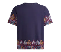T-shirt Aus Baumwolle Mit Platziertem, Geometrischem Print, Herren, Blau, Größe