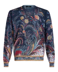 Etro Pullover Aus Kaschmir Und Seide Mit Floralem Paisleymuster, Navyblau Navyblau