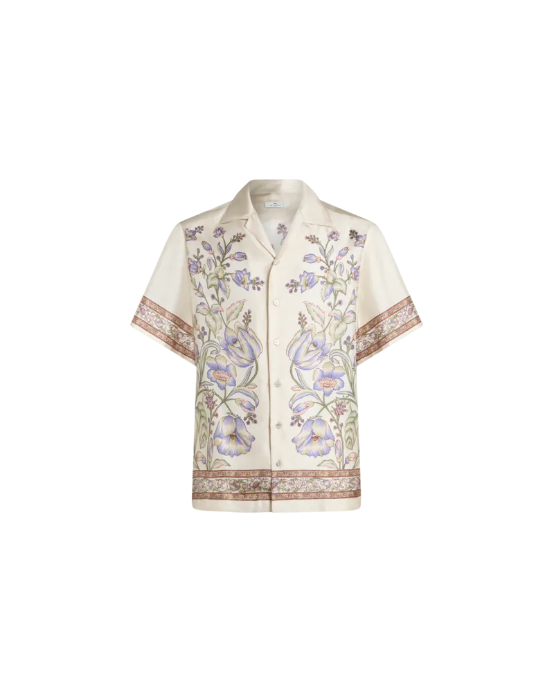 Etro Bowlinghemd Mit Blumendruck, Herren, Weiß, Größe Weiß
