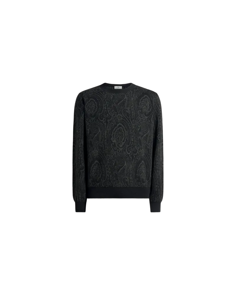 Etro Jacquard-pullover Aus Einer Wollmischung Mit Arnica-motiv, Herren, Schwarz, Größe Schwarz