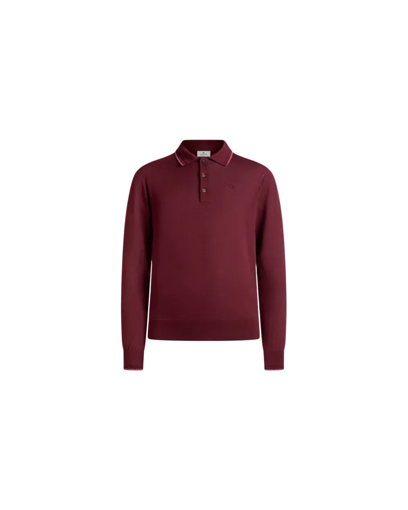 Etro Poloshirt Aus Einer Baumwollmischung Mit Pegaso-stickerei, Herren, Bordeaux, Größe Bordeaux