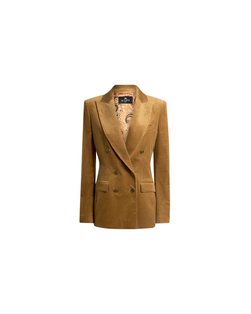Etro Zweireihige Jacke Aus Cordsamt, Damen, Kamel, Größe Kamel