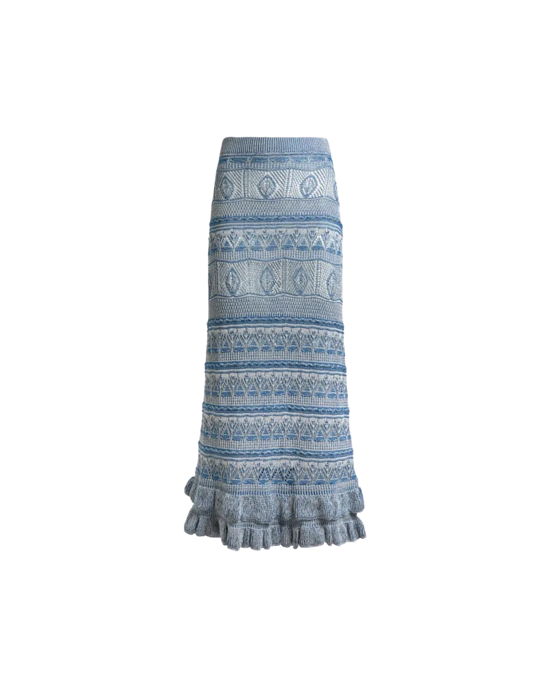 Etro Langer Rock Aus Strickstoff Aus Baumwolle Mit Gehäkelter Verarbeitung, Damen, Hellblau, Größe Hellblau