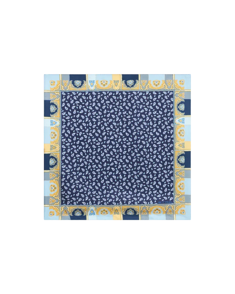 Etro Pochette Aus Seide Mit Paisleymuster, Herren, Navyblau Navyblau