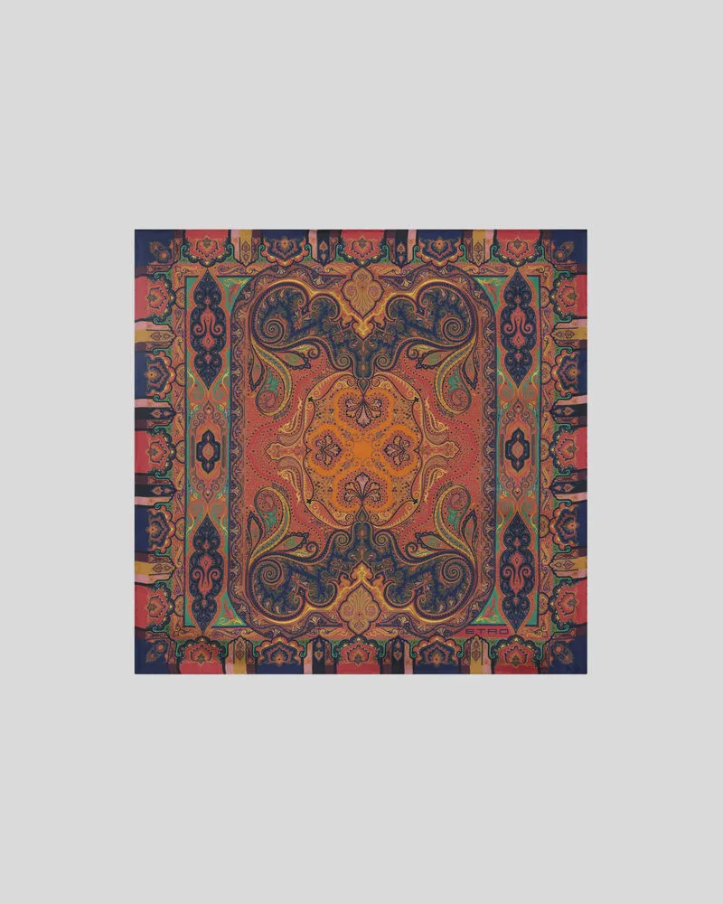 Etro Pochette Aus Seide Mit Floralem Paisley-motiv, Herren 