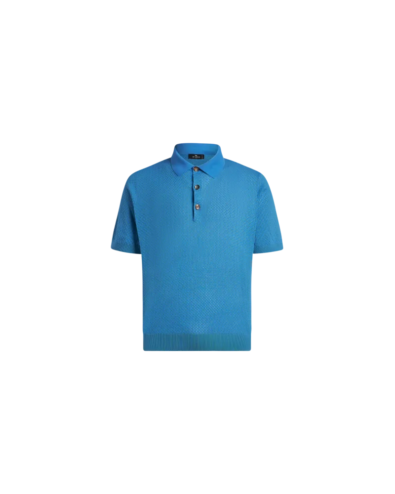 Etro Poloshirt Aus Strick Im Mikromuster, Herren, Hellblau, Größe Hellblau