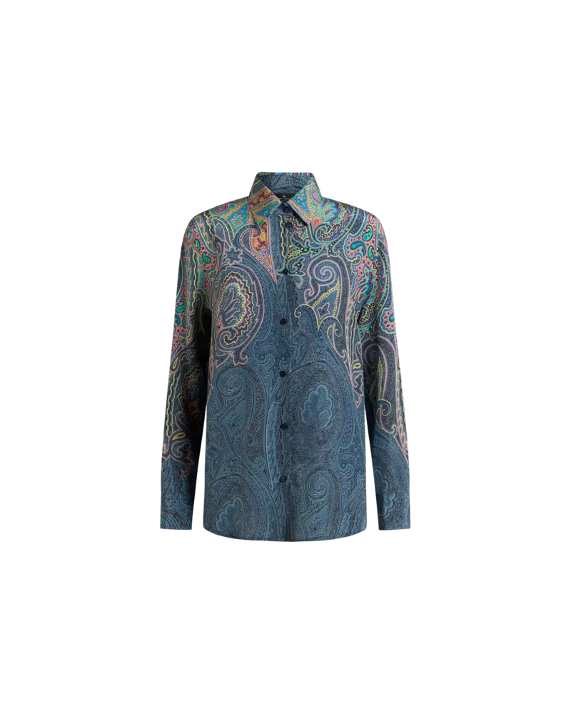 Etro Hemd Aus Seide Mit Paisleymuster, Damen, Grün, Größe Grün