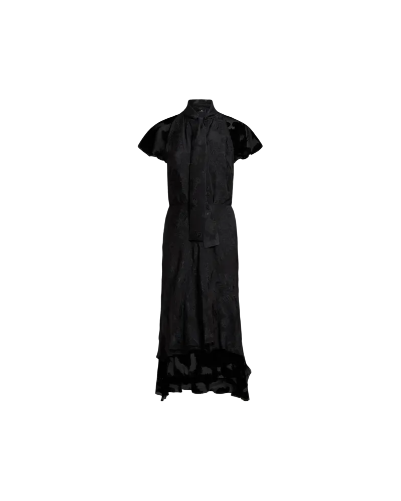 Etro Midikleid Aus Chiffon-fil-coupé, Damen, Schwarz, Größe Schwarz