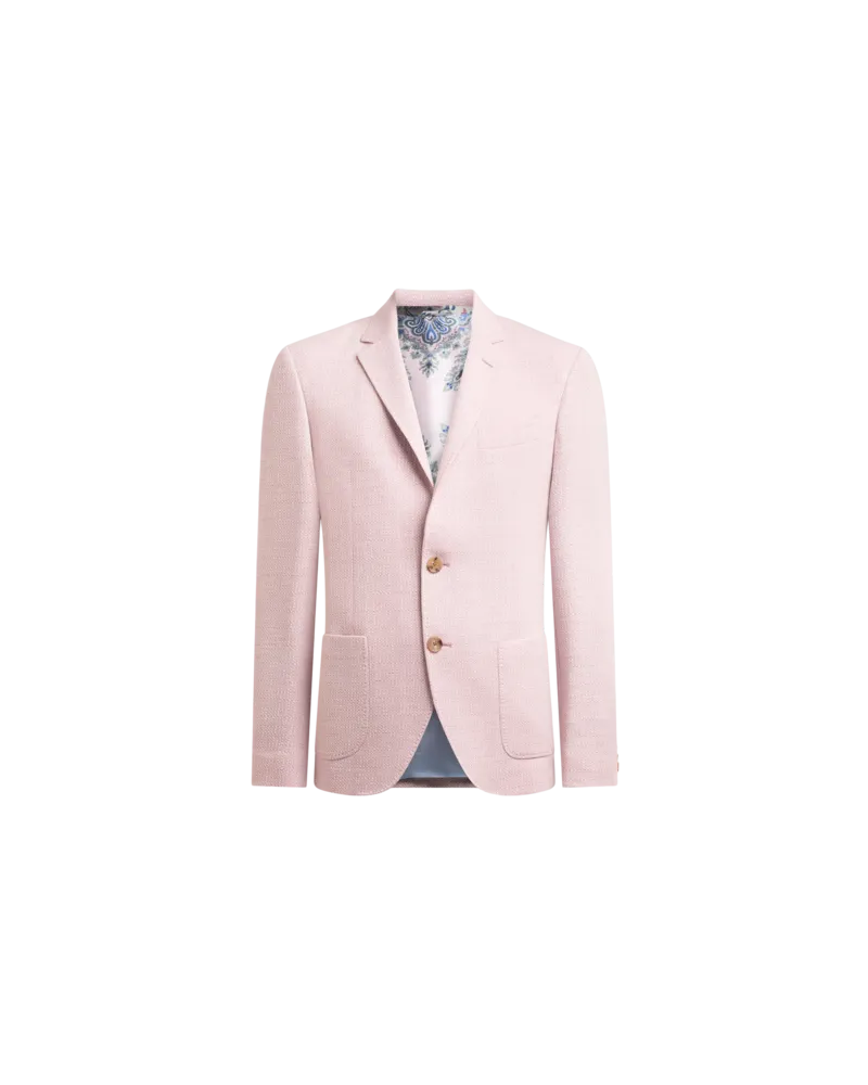 Etro Einreihige Jacke Aus Trikot Aus Einer Wollmischung, Herren, Rosa, Größe Rosa