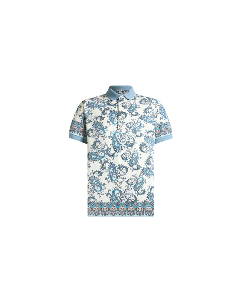 Etro Polo Aus Baumwolle Mit Abgesetztem Print, Herren, Pulverblau, Größe Pulverblau