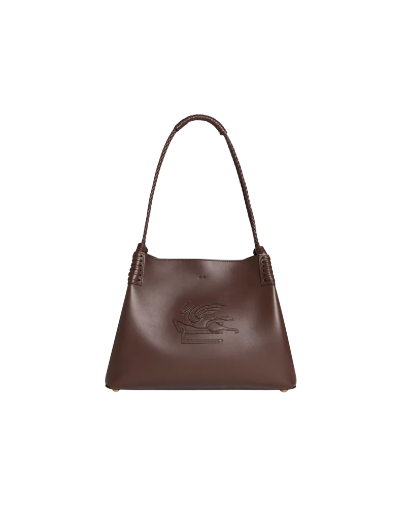 Etro Shoppingtasche Libra Klein, Damen, Dunkelbraun Dunkelbraun