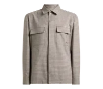 Hemdjacke Aus Stretchwolle Mit Vichy-muster, Herren, Beige, Größe