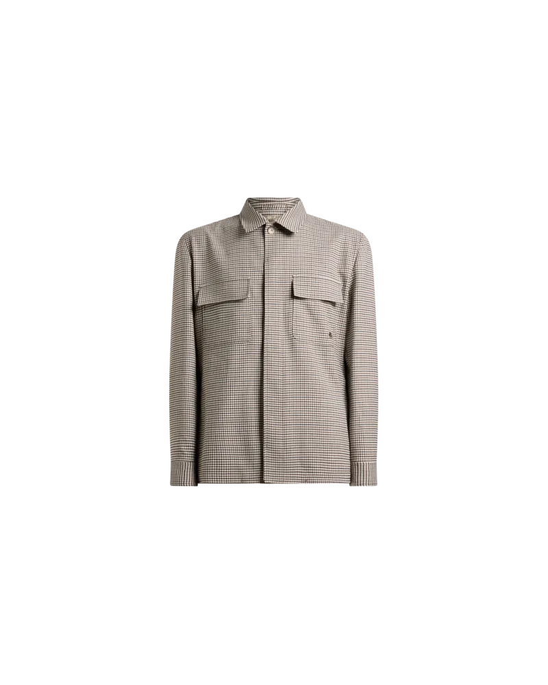 Etro Hemdjacke Aus Stretchwolle Mit Vichy-muster, Herren, Beige, Größe Beige