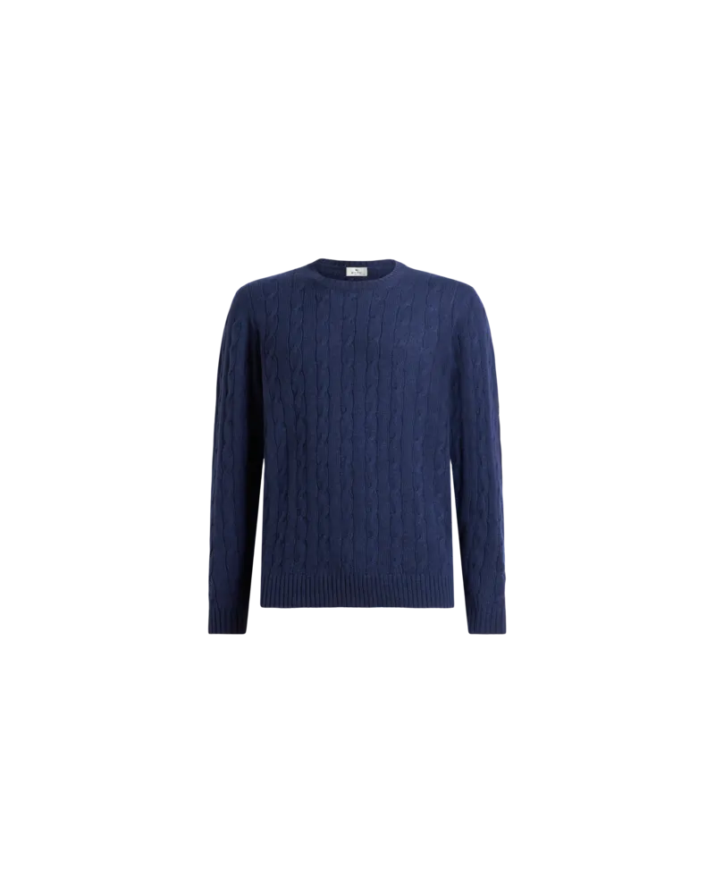 Etro Pullover Aus Kaschmir Mit Zopfmuster, Herren, Blau, Größe Blau