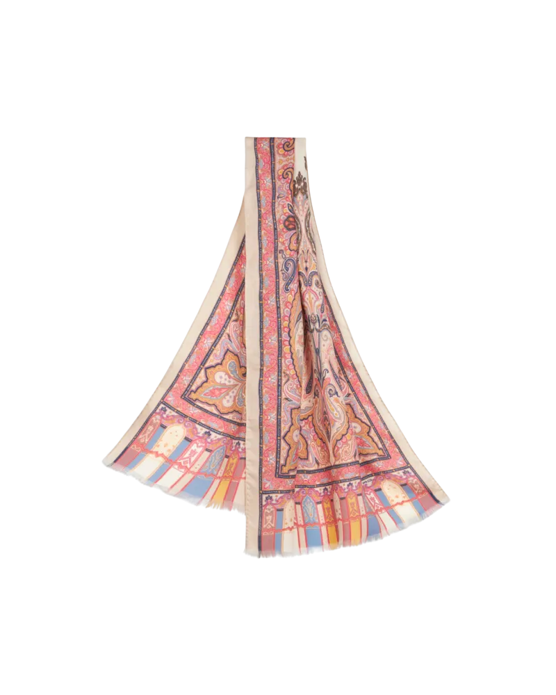 Etro Mehrfarbiger Schal Aus Kaschmir Und Seide Mit Paisleymotiv, Damen, Multicolor Multicolor