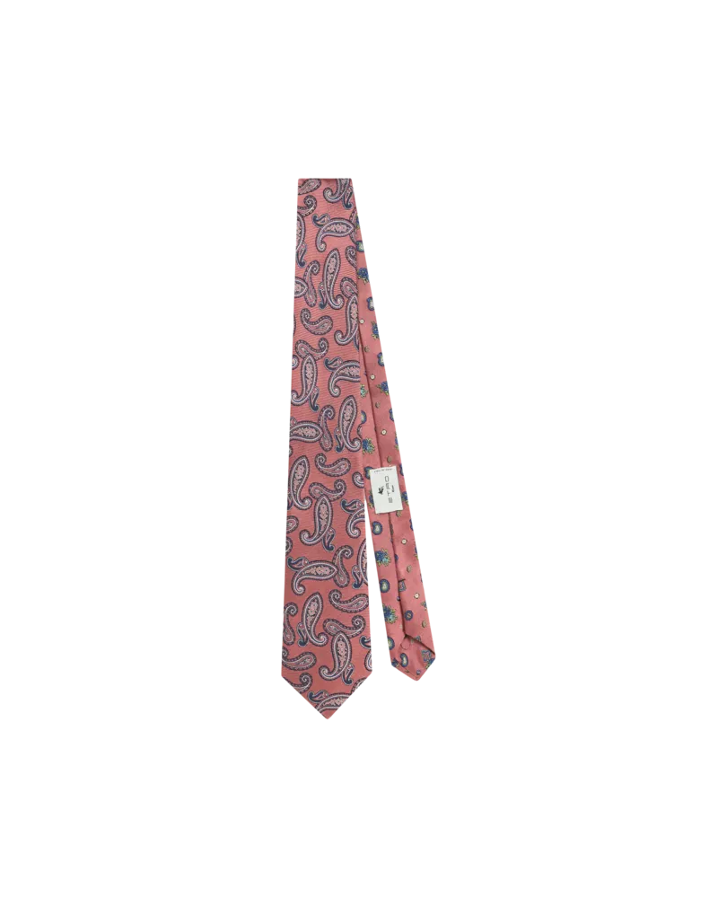 Etro Jacquard-krawatte Aus Seide Mit Doppeltem Motiv, Herren, Rosa Rosa