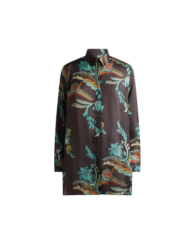 Etro Lange Hemdbluse Mit Narzissenmotiv, Damen, Multicolor, Größe Multicolor
