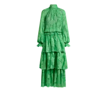 Langes Jacquard-kleid Aus Einer Seidenmischung Mit Floralem Paisley-motiv, Damen, Grün, Größe