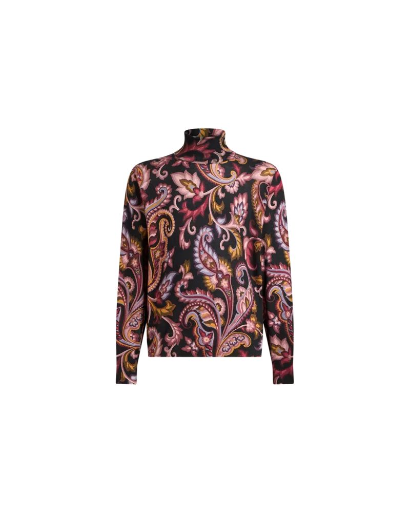 Etro Pullover Mit Hohem Kragen Und Paisleymuster, Herren, Schwarz, Größe Schwarz