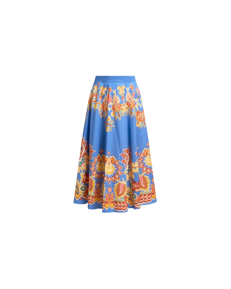 Etro Midirock Aus Bedrucktem Popeline, Damen, Blau, Größe Blau