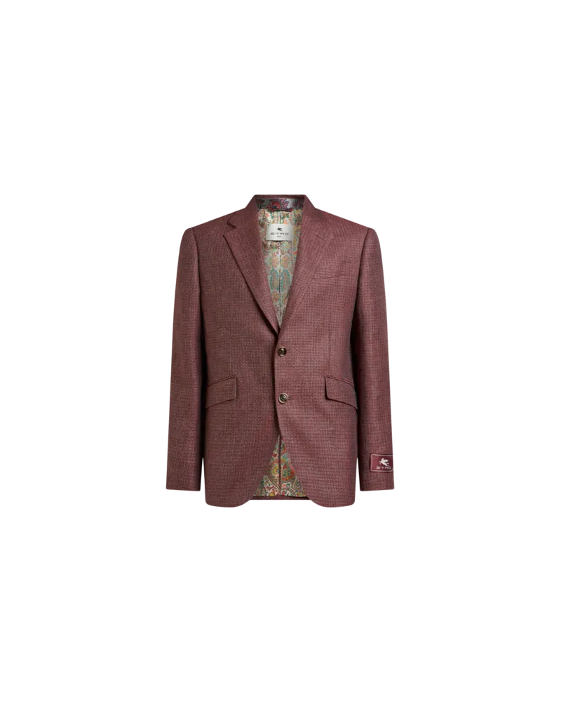 Etro Einreihige Jacke Aus Woll-mouliné, Herren, Rot, Größe Rot