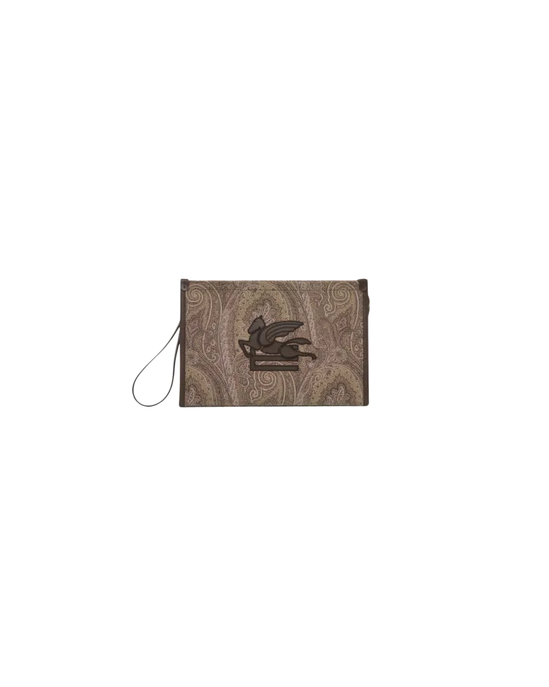 Etro Pouch Etro Essential Gross Im Jacquardmuster, Herren, Hellbraun Hellbraun
