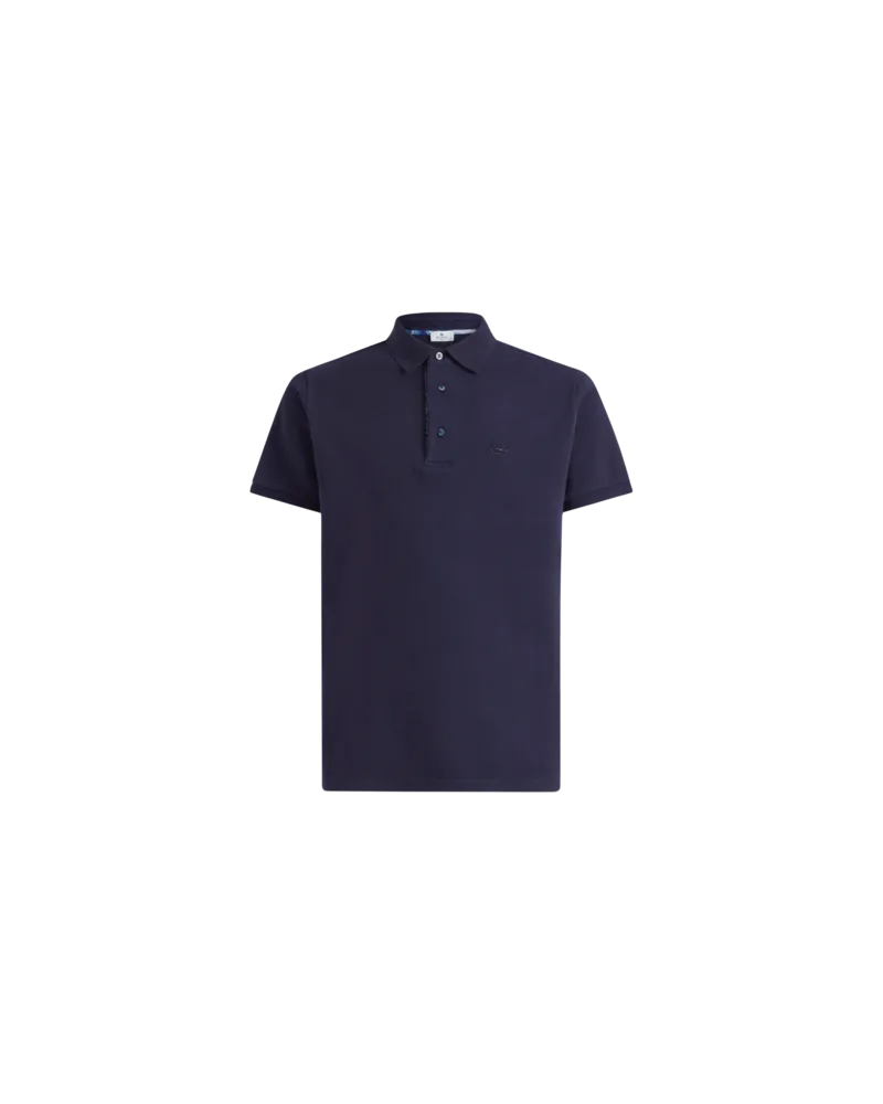 Etro Polo Shirt With Printed Details, Herren, Navyblau, Größe Navyblau