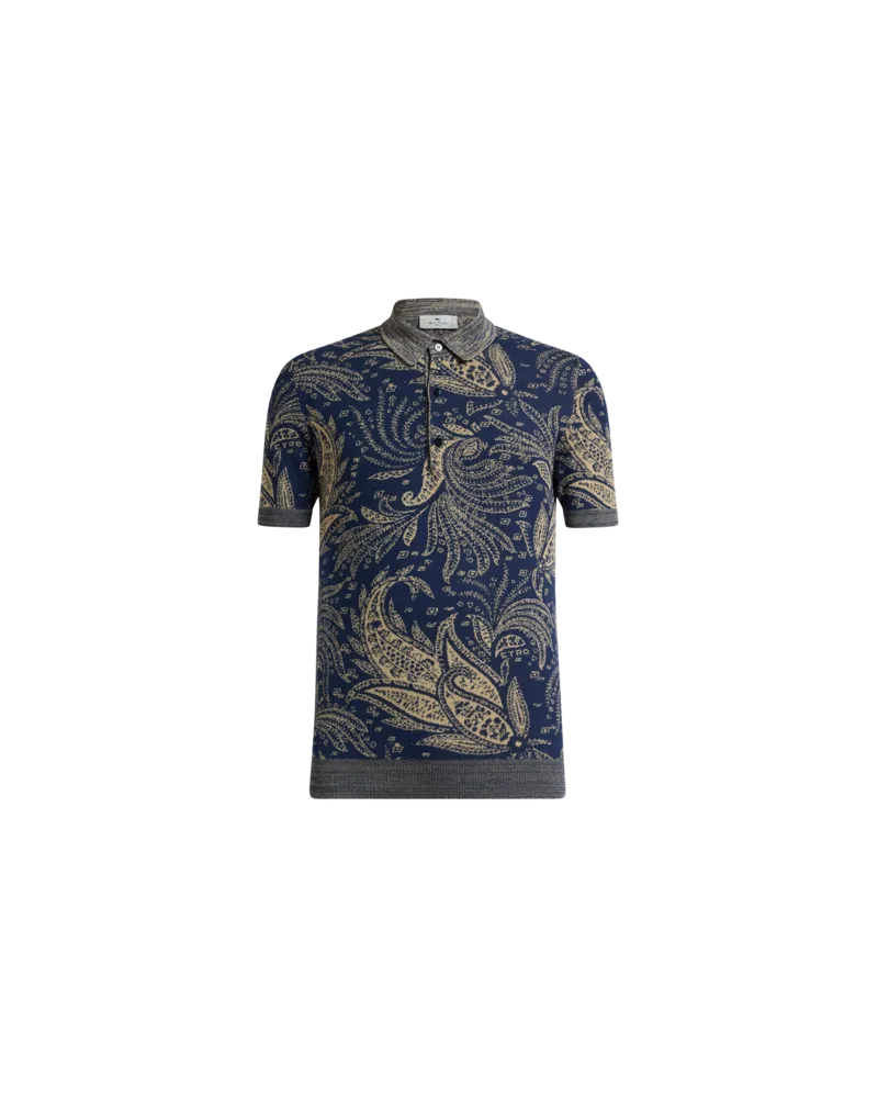 Etro Jacquard-poloshirt Aus Baumwollstrick, Herren, Navyblau, Größe Navyblau