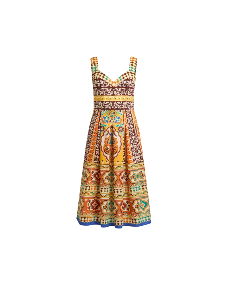 Etro Midikleid Aus Bedrucktem Popeline, Damen, Gelb, Größe Gelb