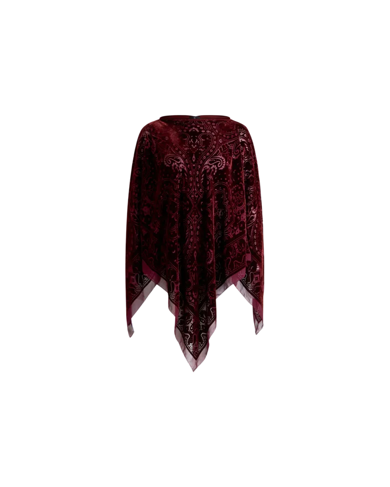 Etro Poncho Aus Dévoré-samt, Damen, Bordeaux Bordeaux