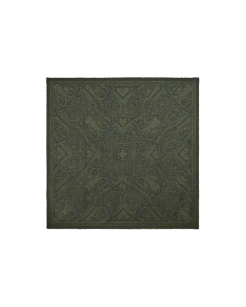 Etro Schultertuch Aus Modal Und Kaschmir Mit Symmetrischem Motiv, Damen, Grün Grün