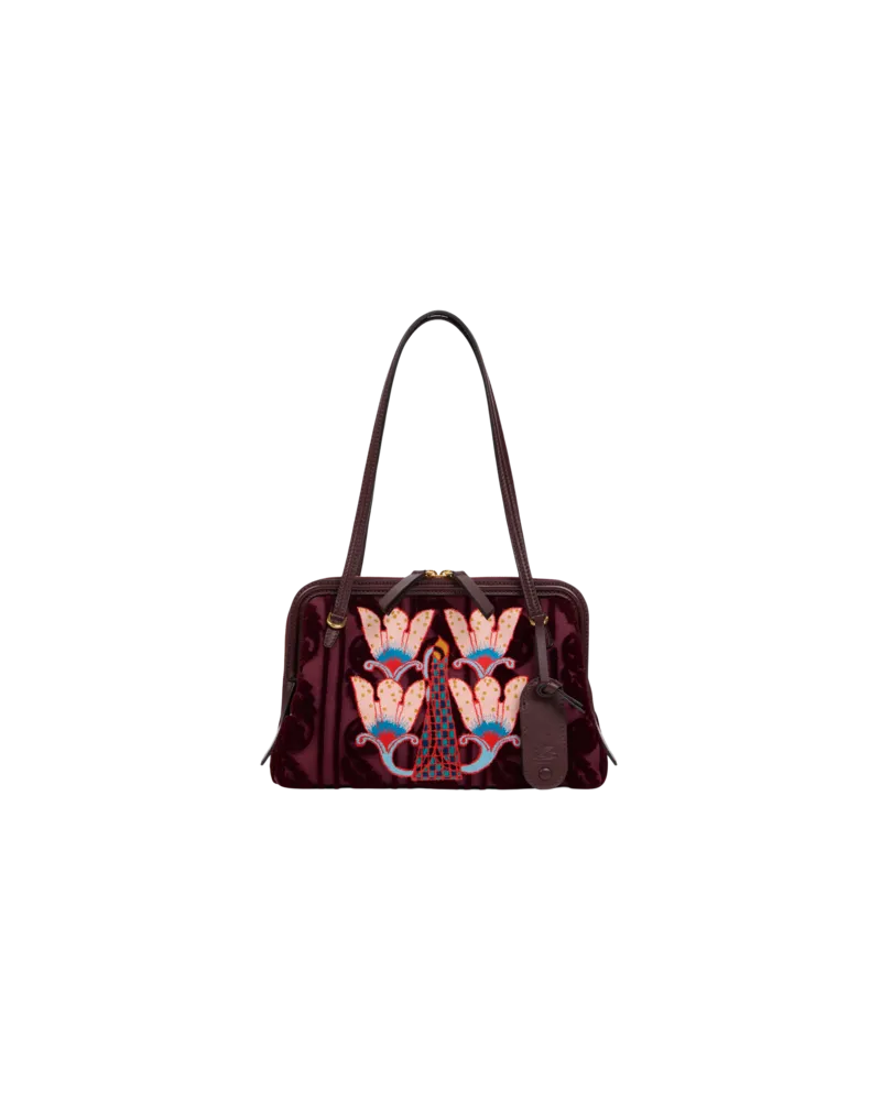 Etro Kleine Schultertasche Doc Aus Canvas Mit Stickerei, Damen, Braun Braun