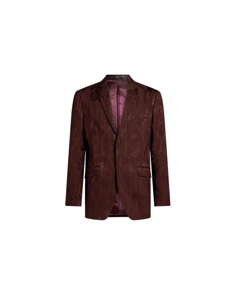 Etro Einreihige Jacke Aus Einer Wollmischung Mit Plissees, Herren, Bordeaux, Größe Bordeaux