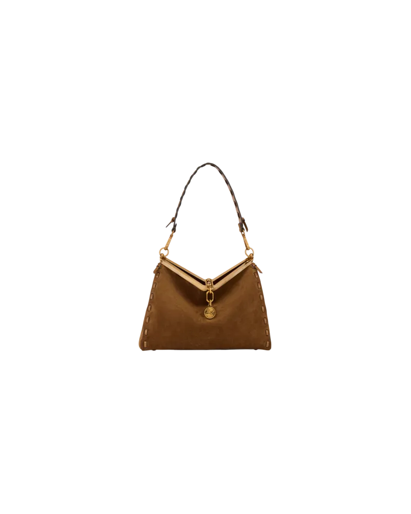 Etro Mittlere Tasche Vela Mit Eingezogenen Bändern, Damen, Hellbraun Hellbraun