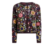Cardigan Aus Wolle Mit Floraler Stickerei, Damen, Violett, Größe