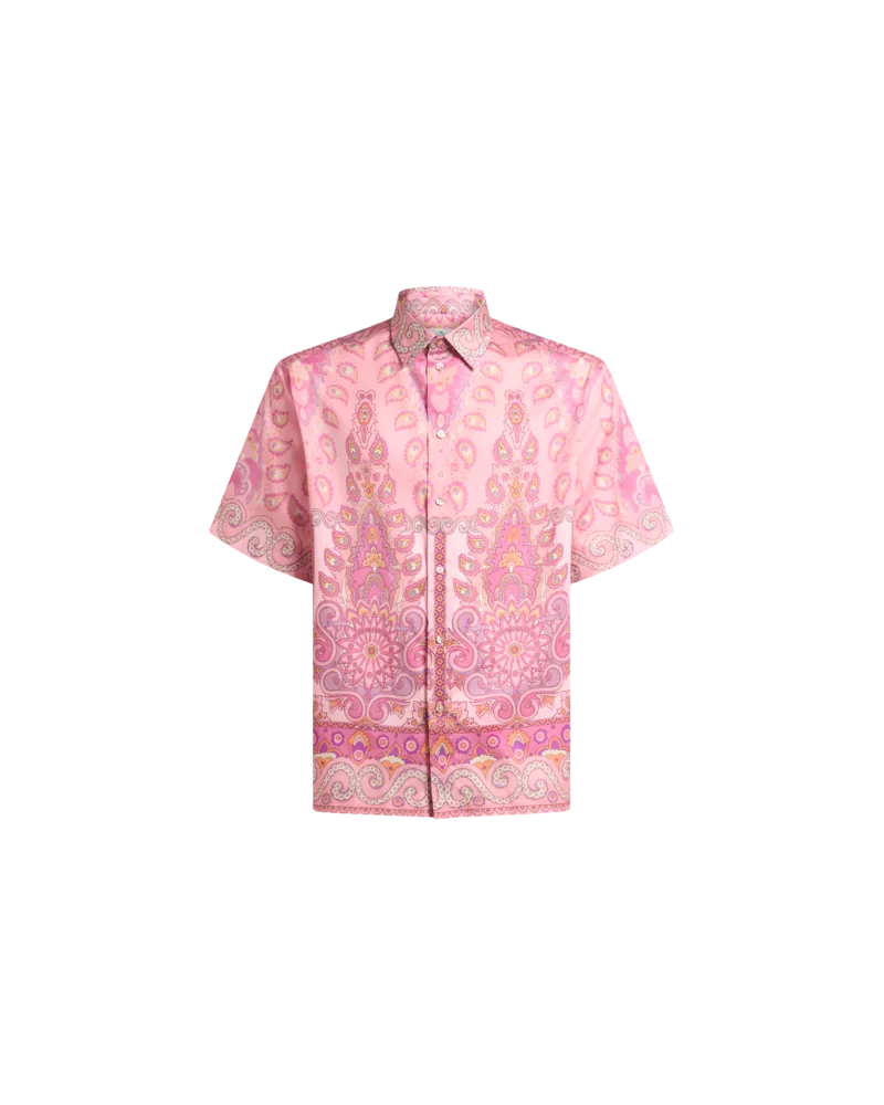 Etro Oversized Hemd Mit Halblangen Ärmeln, Herren, Rosa, Größe Rosa