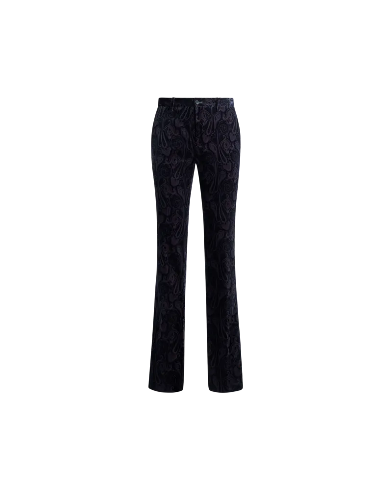 Etro Hose Aus Baumwollsamt Mit Paisley-überdruck, Herren, Schwarz, Größe Schwarz