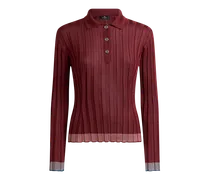 Geripptes Poloshirt Mit Pegaso-knöpfen, Damen, Bordeaux, Größe