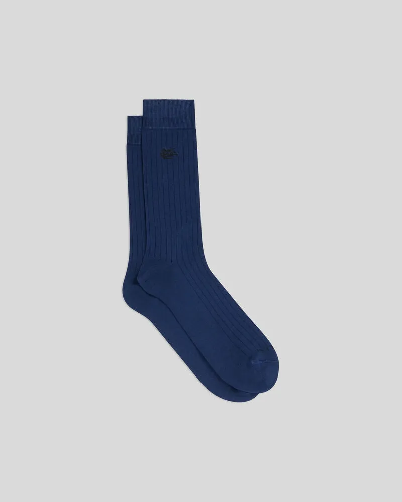 Etro Socken Aus Einer Baumwollmischung Mit Pegaso-logo, Herren, Blau, Größe Blau