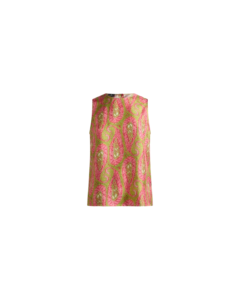 Etro Top Aus Twill Mit Paisley-foliage-motiv, Damen, Grün, Größe Grün