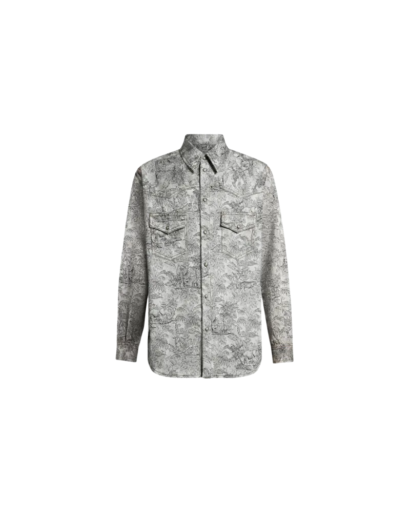 Etro Overshirt Aus Denim Aus Einer Leinenmischung, Herren, Weiß, Größe Weiß